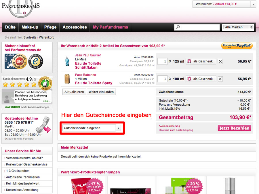 So löst man den Eterna Gutschein ein